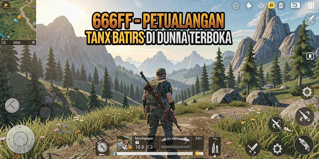 Tangkapan layar gameplay 666FF yang menampilkan petualangan di dunia terbuka.