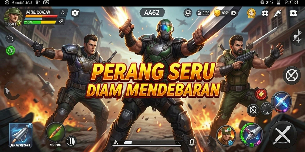 Tampilan gameplay AA62 yang intens dan mendebarkan.