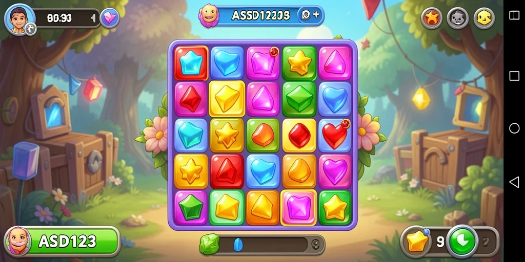Tampilan gameplay <strong>ASD123</strong> dengan keseruan mencocokkan permata.