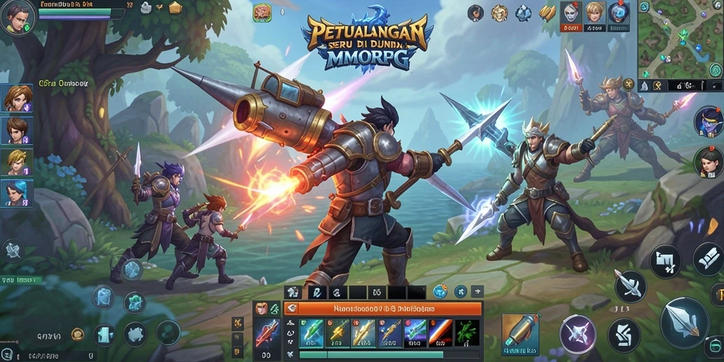 Tangkapan layar gameplay F7F7 yang menunjukkan pertempuran seru di dunia MMORPG.