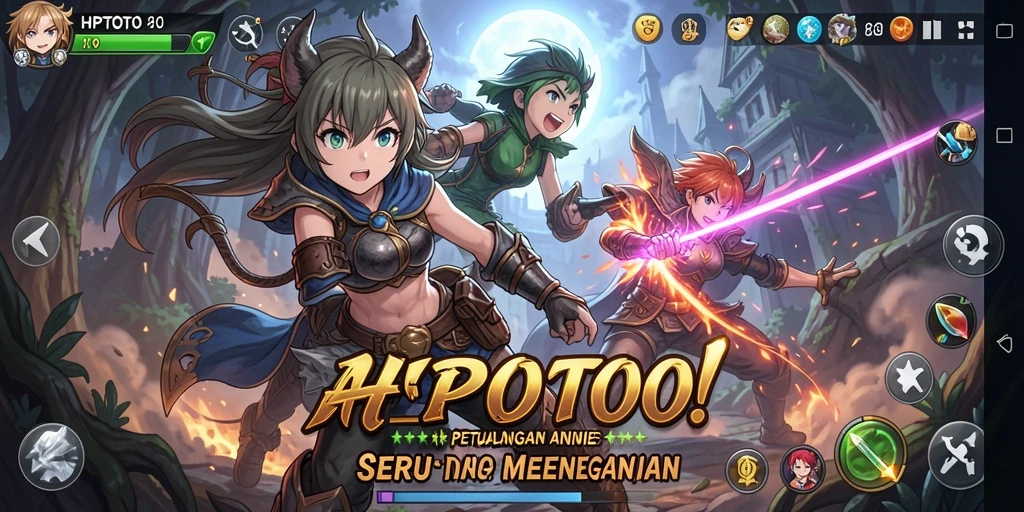Tampilan gameplay seru HPTOTO dengan karakter anime yang menarik.