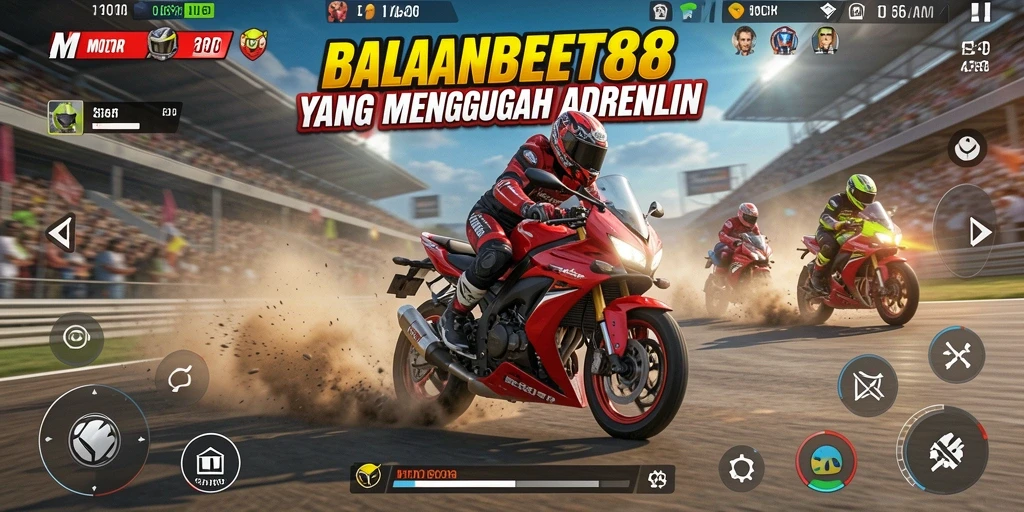 Tampilan gameplay seru dari MULTIBET88 dengan aksi balapan motor yang mendebarkan.