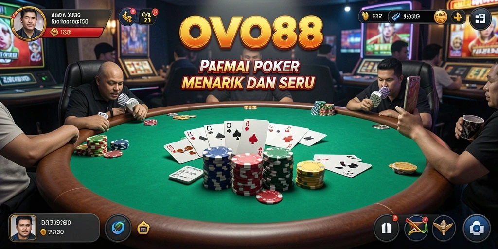 Tampilan seru gameplay OVO88 dengan permainan poker yang intens.