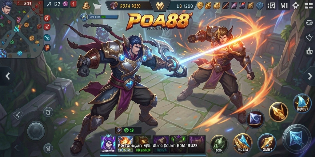 Gameplay seru dalam pertarungan arena MOBA POA88.