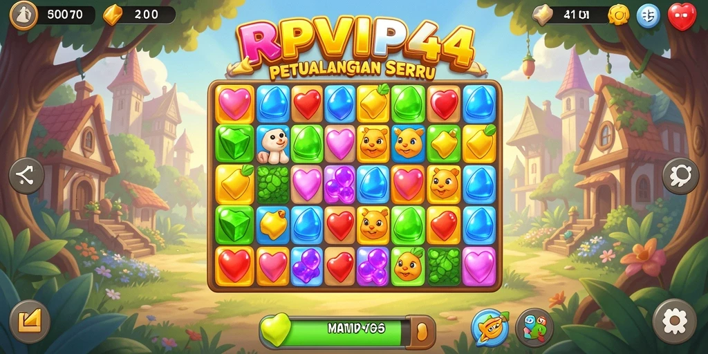 Screenshot RPVIP4 menampilkan gameplay seru dalam mode Match-3.