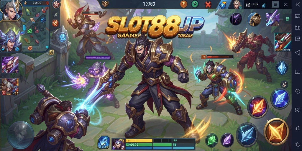 Tampilan gameplay seru di SLOT88JP dengan pertarungan tim yang intens.