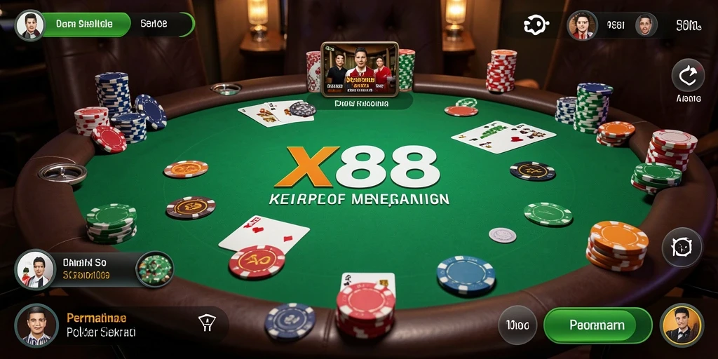 Tampilan gameplay seru dalam permainan Poker X88 yang penuh tantangan.